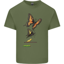 Butterfly Evolution Caterpillar Butterflies Mens Cotton T-Shirt Tee Top Military Green