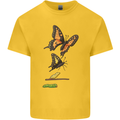Butterfly Evolution Caterpillar Butterflies Mens Cotton T-Shirt Tee Top Yellow