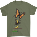 Butterfly Evolution Caterpillar Butterflies Mens T-Shirt 100% Cotton Military Green