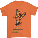 Butterfly Evolution Caterpillar Butterflies Mens T-Shirt 100% Cotton Orange