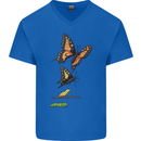 Butterfly Evolution Caterpillar Butterflies Mens V-Neck Cotton T-Shirt Royal Blue