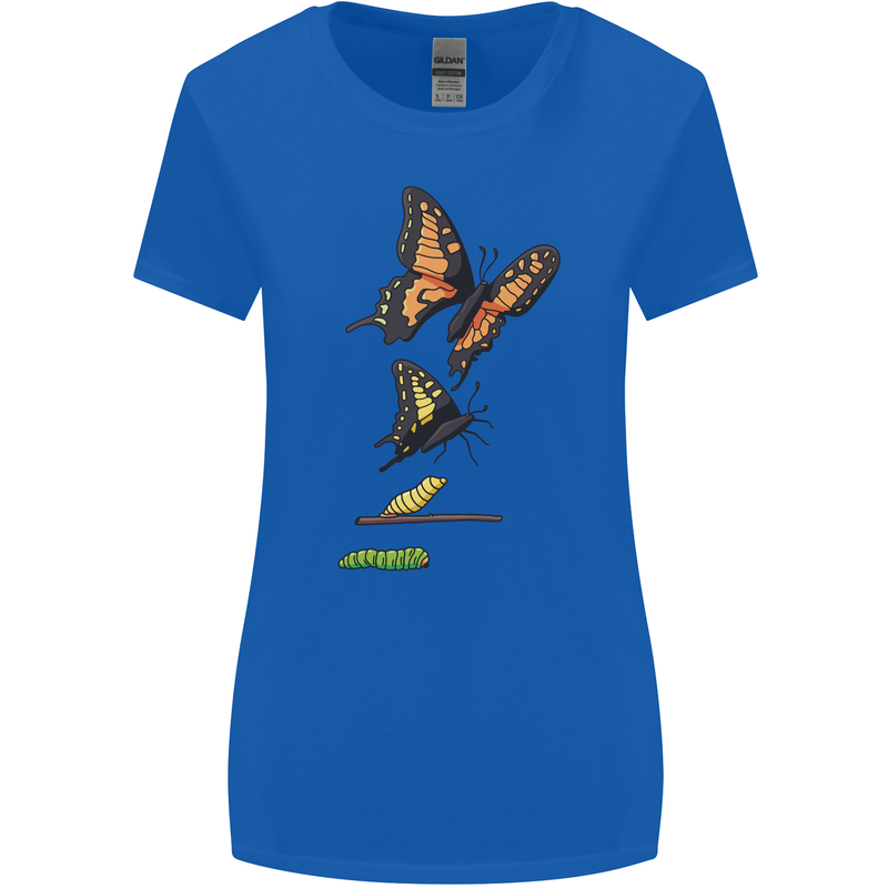 Butterfly Evolution Caterpillar Butterflies Womens Wider Cut T-Shirt Royal Blue