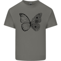 Butterfly Flower Art Mens Cotton T-Shirt Tee Top Charcoal