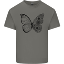 Butterfly Flower Art Mens Cotton T-Shirt Tee Top Charcoal