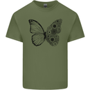 Butterfly Flower Art Mens Cotton T-Shirt Tee Top Military Green