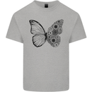Butterfly Flower Art Mens Cotton T-Shirt Tee Top Sports Grey