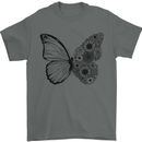 Butterfly Flower Art Mens T-Shirt 100% Cotton Charcoal