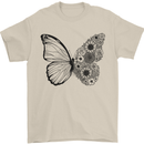 Butterfly Flower Art Mens T-Shirt 100% Cotton Sand