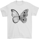Butterfly Flower Art Mens T-Shirt 100% Cotton White