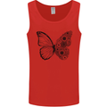 Butterfly Flower Art Mens Vest Tank Top Red