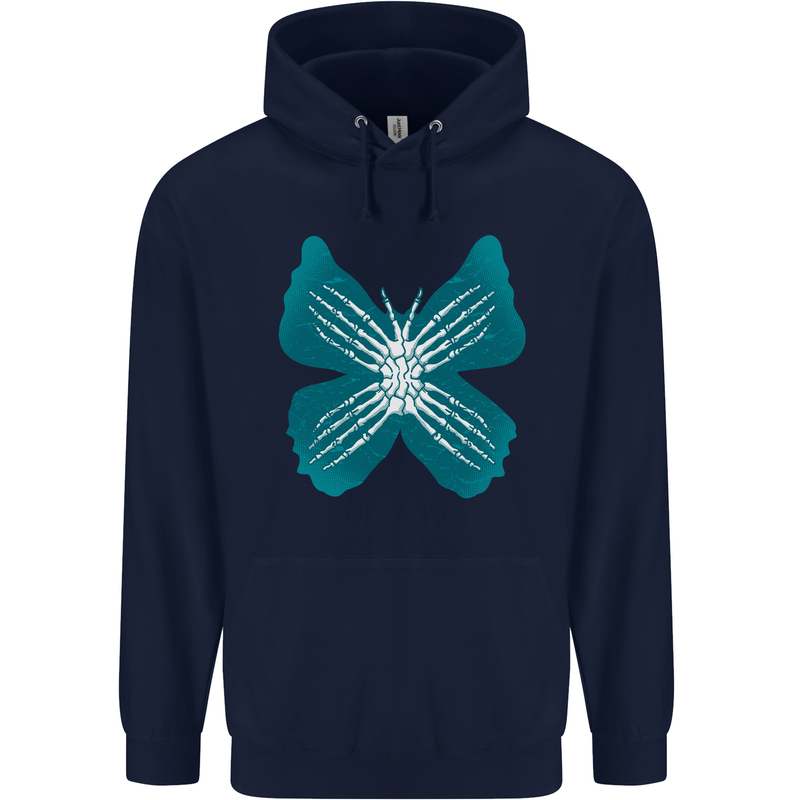 Butterfly Hands Mens 80% Cotton Hoodie Navy Blue