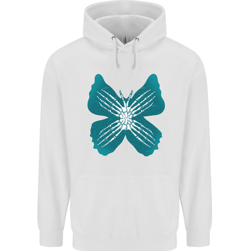 Butterfly Hands Mens 80% Cotton Hoodie White