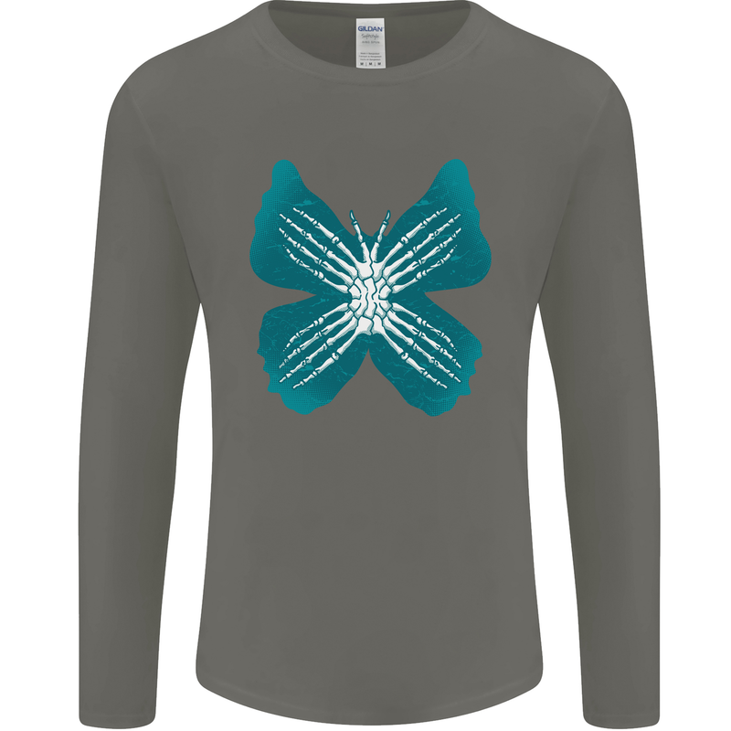 Butterfly Hands Mens Long Sleeve T-Shirt Charcoal