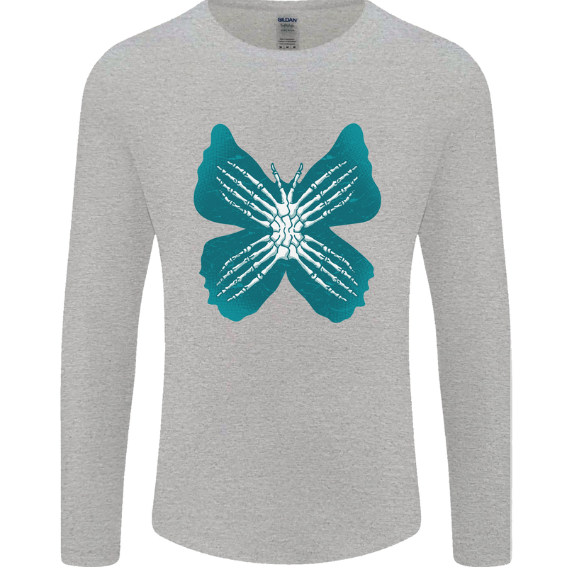 Butterfly Hands Mens Long Sleeve T-Shirt Sports Grey