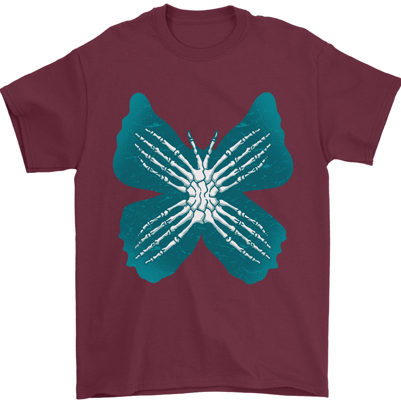 Butterfly Hands Mens T-Shirt 100% Cotton Maroon