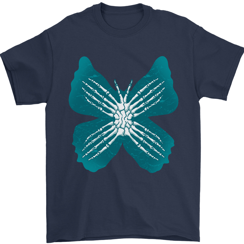 Butterfly Hands Mens T-Shirt 100% Cotton Navy Blue