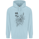 Butterfly & Flowers Childrens Kids Hoodie Light Blue