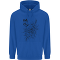 Butterfly & Flowers Childrens Kids Hoodie Royal Blue