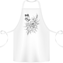 Butterfly & Flowers Cotton Apron 100% Organic White