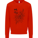 Butterfly & Flowers Kids Sweatshirt Jumper Bright Red