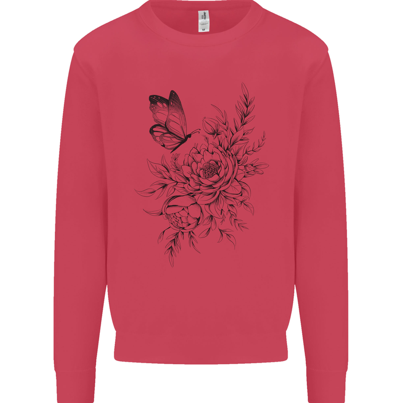 Butterfly & Flowers Kids Sweatshirt Jumper Heliconia