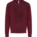 Butterfly & Flowers Kids Sweatshirt Jumper Maroon