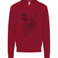 Butterfly & Flowers Kids Sweatshirt Jumper Red