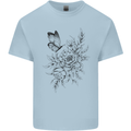 Butterfly & Flowers Kids T-Shirt Childrens Light Blue