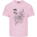 Butterfly & Flowers Kids T-Shirt Childrens Light Pink