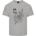 Butterfly & Flowers Kids T-Shirt Childrens Sports Grey