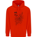 Butterfly & Flowers Mens 80% Cotton Hoodie Bright Red