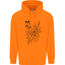 Butterfly & Flowers Mens 80% Cotton Hoodie Orange
