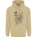Butterfly & Flowers Mens 80% Cotton Hoodie Sand