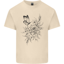 Butterfly & Flowers Mens Cotton T-Shirt Tee Top Natural