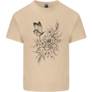 Butterfly & Flowers Mens Cotton T-Shirt Tee Top Sand