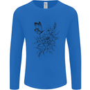 Butterfly & Flowers Mens Long Sleeve T-Shirt Royal Blue
