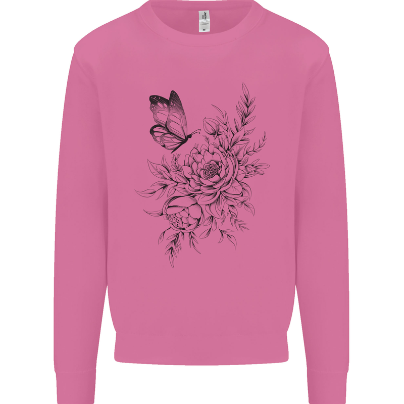 Butterfly & Flowers Mens Sweatshirt Jumper Azalea