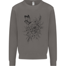 Butterfly & Flowers Mens Sweatshirt Jumper Charcoal