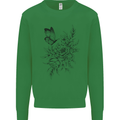 Butterfly & Flowers Mens Sweatshirt Jumper Irish Green