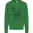Butterfly & Flowers Mens Sweatshirt Jumper Irish Green