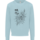 Butterfly & Flowers Mens Sweatshirt Jumper Light Blue