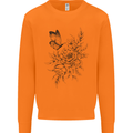 Butterfly & Flowers Mens Sweatshirt Jumper Orange