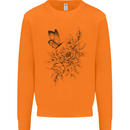 Butterfly & Flowers Mens Sweatshirt Jumper Orange