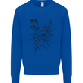 Butterfly & Flowers Mens Sweatshirt Jumper Royal Blue