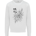 Butterfly & Flowers Mens Sweatshirt Jumper White