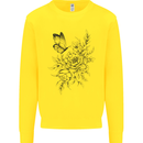 Butterfly & Flowers Mens Sweatshirt Jumper Yellow