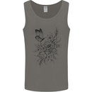 Butterfly & Flowers Mens Vest Tank Top Charcoal