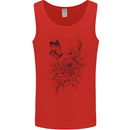 Butterfly & Flowers Mens Vest Tank Top Red