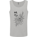 Butterfly & Flowers Mens Vest Tank Top Sports Grey