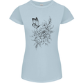 Butterfly & Flowers Womens Petite Cut T-Shirt Light Blue